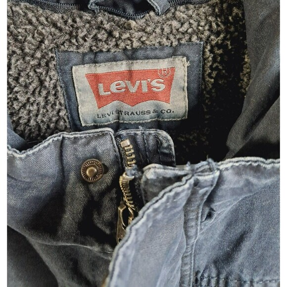 Levis Blue Sherpa Lined Trucker Chore Military Style Jacket Men Size Medium - Picture 9 of 13